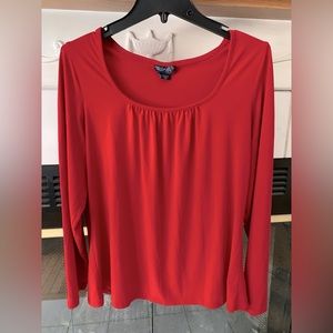 Venezia Jeans Clothing Co. Womens Red Long Sleeve Blouse SZ 14/16